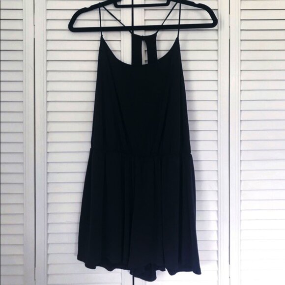 Mikey & Joey Romper Shorts Racerback Spaghetti Straps Sleeveless Black Comfy S - Picture 3 of 4